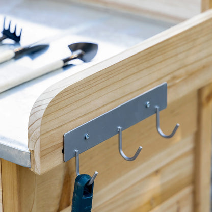 Outsunny Potting Bench Prep Table with Faucet, Sink, and Storage, Gray