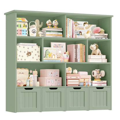 Homfa 7 Cube Toy Storage Organizer, Kids Geometric Bookcase and Bookshelf with 4 Drawers, White