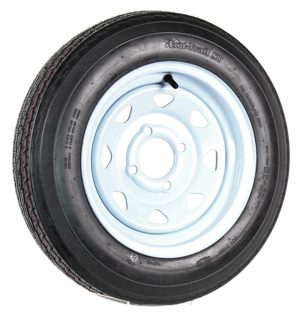eCustomrim 2-Pack Trailer Tires On Rims 4.80-12 480-12 4.80 x 12 Load B 4 Lug White Wheel