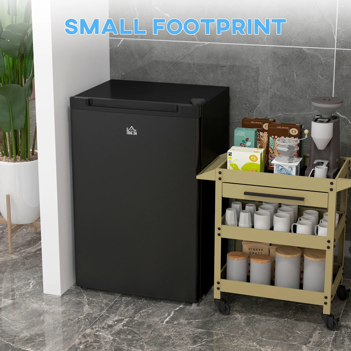 HOMCOM 3 Cu Ft Mini Freezer, Reversible Door, Under Counter Freezer, Black