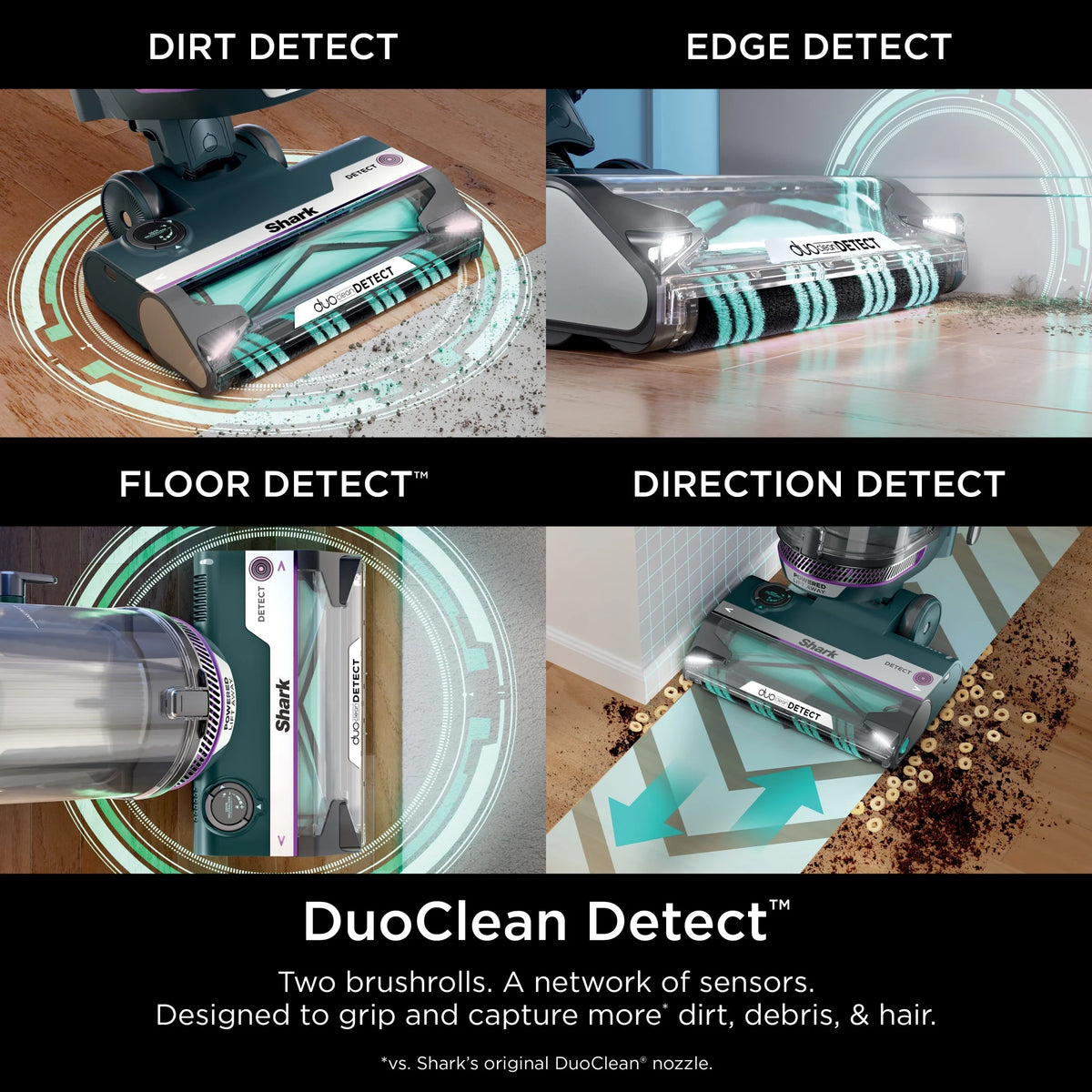 Shark POWERDETECT Upright Vacuum, Pet-Friendly, Two Brushroll System, Powerful Suction, DuoClean Detect, Self-cleaning Brushroll, Odor Neutralizer, LED Lights, AZ4000 Black/Teal