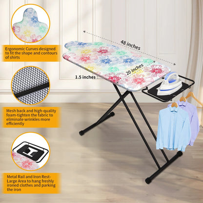 KDJ HOME Slieton Extra Large Ironing Board with Hang Rail, 20-Inch Wide