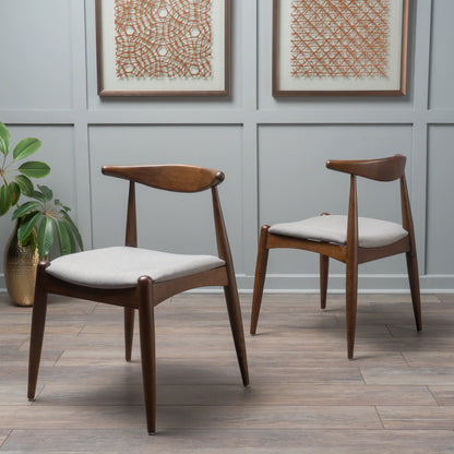 GDF Studio Virgil Mid Century Modern Fabric Upholstered Dining Chairs, Set of 2, Charcoal and Walnut
