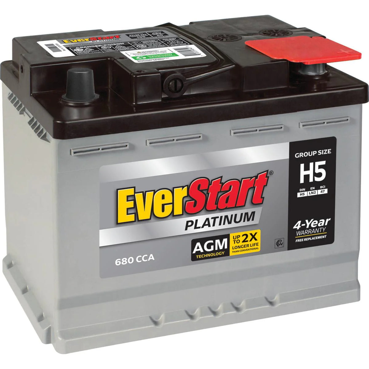 EverStart Platinum BOXED AGM Automotive Battery, Group Size H5 12 Volt, 680 CCA