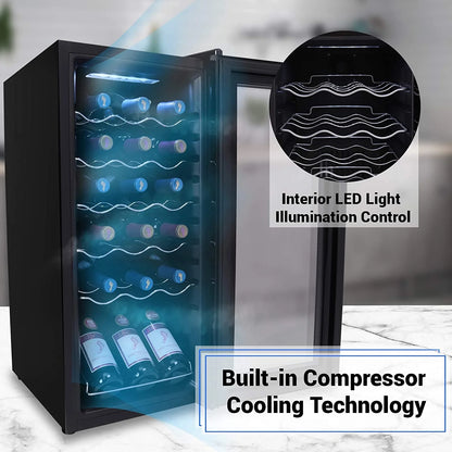 NutriChef Digital Electric 18 Bottle Thermoelectric Wine Chiller Cooler, Black