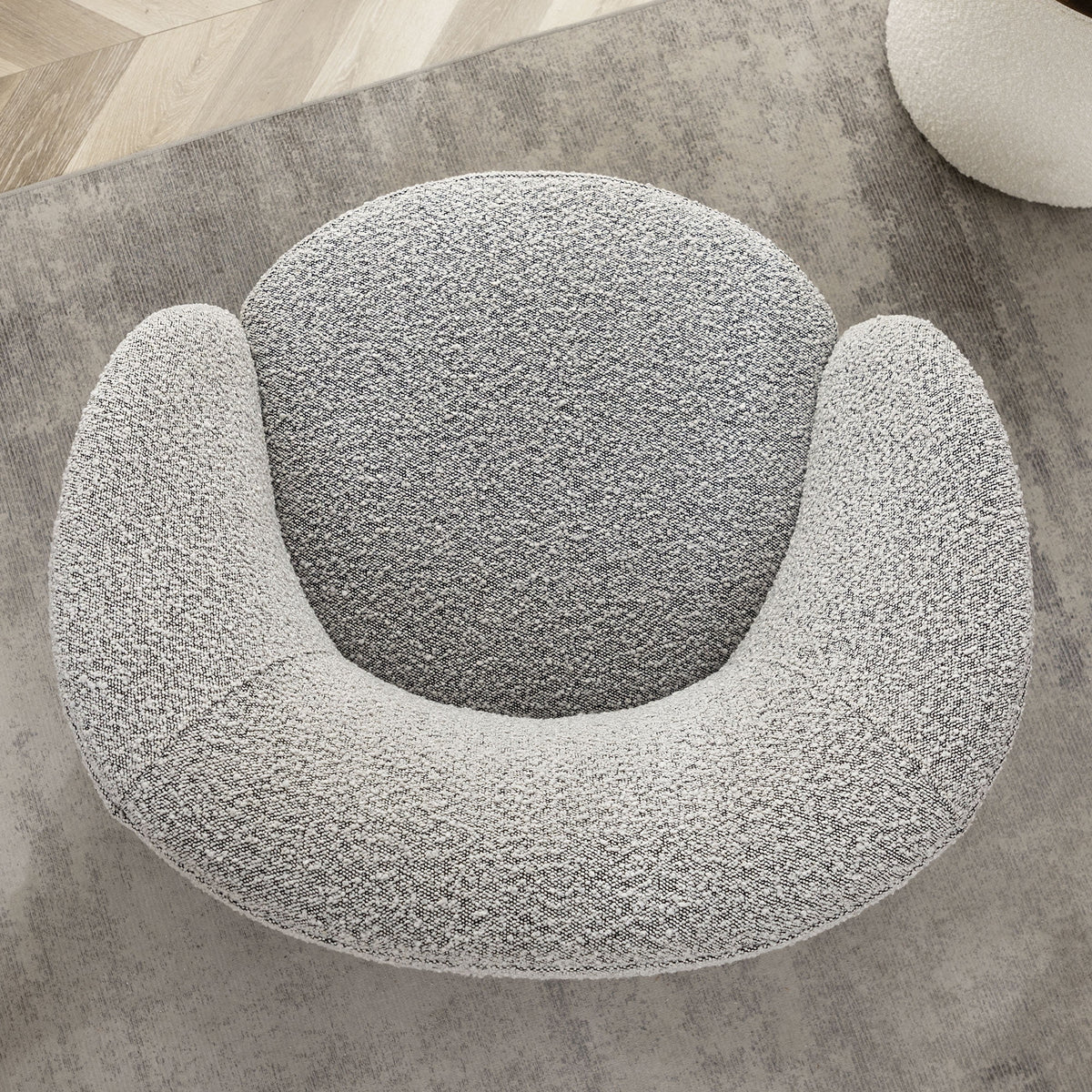 34" W Mid Century Modern Swivel Barrel Chair, Round Upholstered Boucle Swivel Accent Chairs, No Assembly Sofa Chair for Living Room Bedroom Reading Apartment Lounge Nursery(Cream)