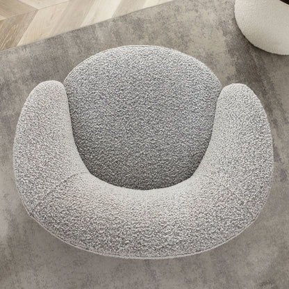 34" W Mid Century Modern Swivel Barrel Chair, Round Upholstered Boucle Swivel Accent Chairs, No Assembly Sofa Chair for Living Room Bedroom Reading Apartment Lounge Nursery(Cream)
