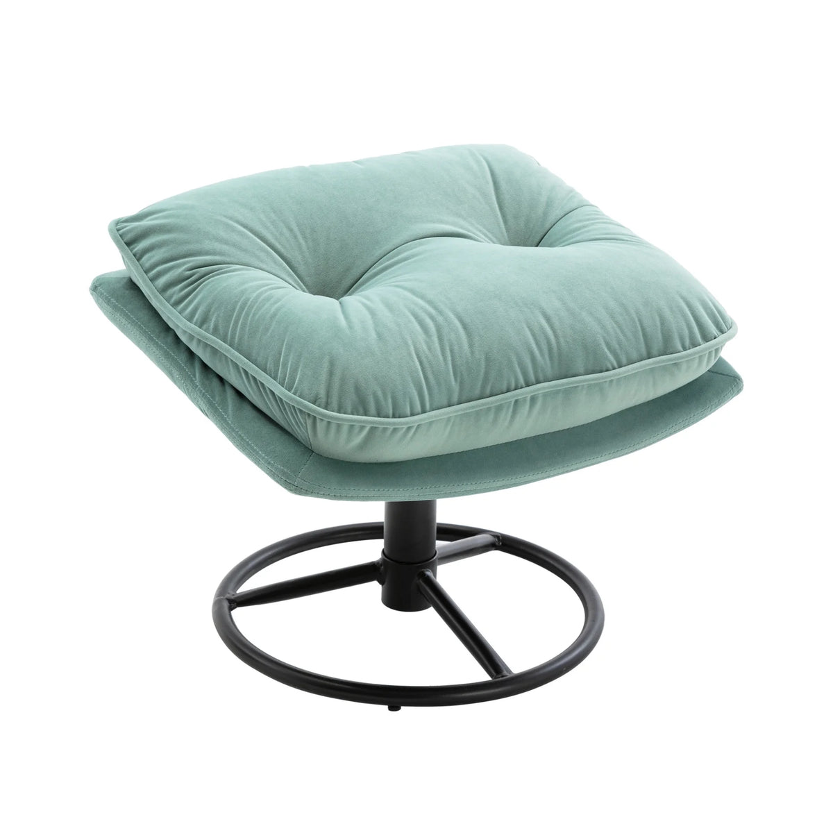 Velvet Swivel Accent Chair with Ottoman Set, Modern Tufted Armchair with Footrest for Living Room Reading TV Chairs for Adults, Comfy Chaise Lounge Chairs with 360 Degree Swiveling for Bedroom, Pink
