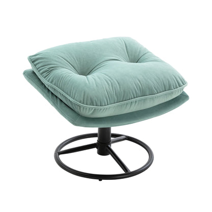 Velvet Swivel Accent Chair with Ottoman Set, Modern Tufted Armchair with Footrest for Living Room Reading TV Chairs for Adults, Comfy Chaise Lounge Chairs with 360 Degree Swiveling for Bedroom, Pink