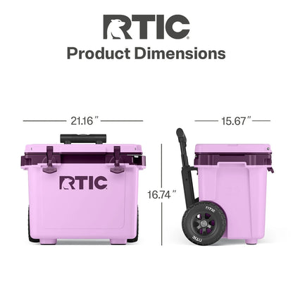 RTIC 22 QT Ultra-Light Wheeled Hard-Sided Ice Chest Cooler, Fits 28 Cans, 6 Wine Bottles, White & Grey