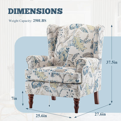 EROMMY Upholstered Accent Chair, Floral Print Fabric Armchair