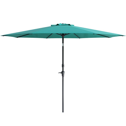 CorLiving 10 Foot Wind Resistant Patio Umbrella, Outdoor Parasol with Crank Tilt, Round Market Umbrella for Patio, Umbrella with Crank, Tilt Umbrella, Outdoor Umbrella, Turquoise