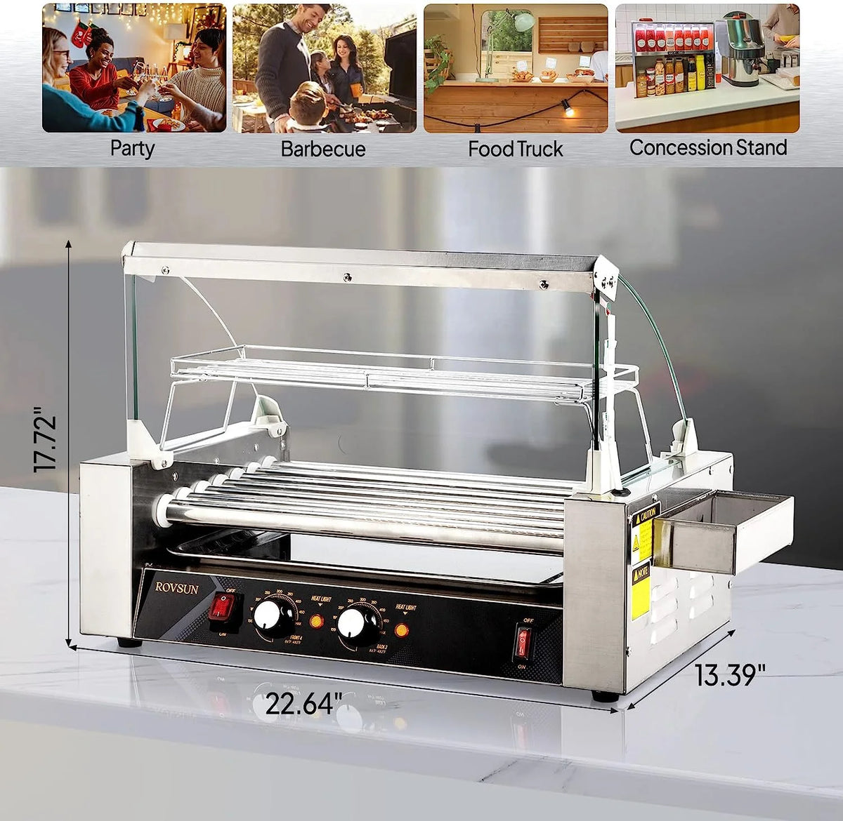 ROVSUN 1050 W 18 Hot Dog Capacity Commercial Hot Dog Roller Grill
