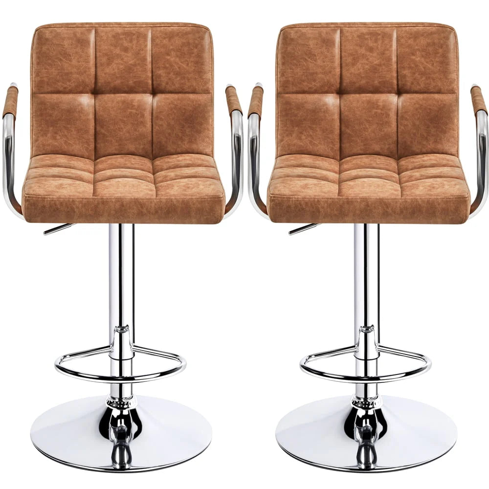 Yaheetech 2pcs PU Leather Adjustable Bar Stools for Dining Room, Black