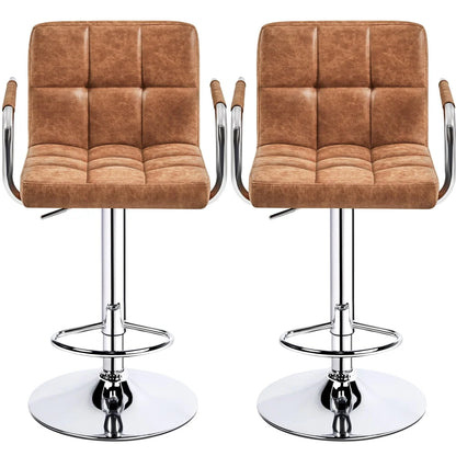 Yaheetech 2pcs PU Leather Adjustable Bar Stools for Dining Room, Black