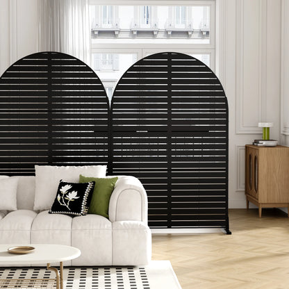 MAYEERTY 72*47" Outdoor Black Metal Privacy Panel Screen for Patio, Classic Louvered