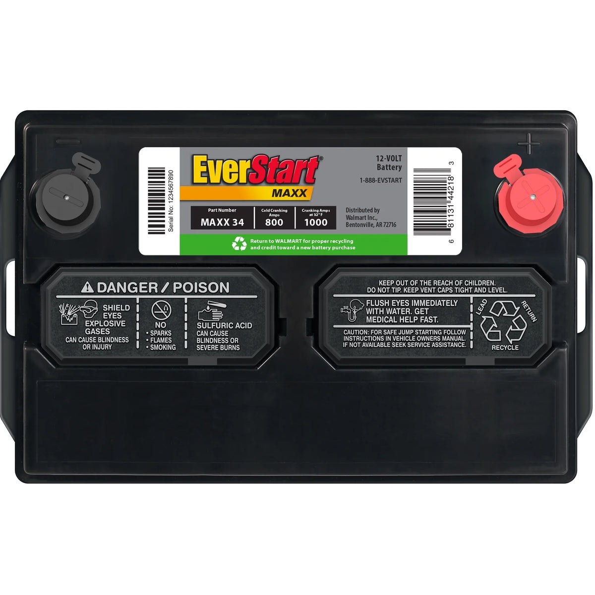 EverStart Maxx Lead Acid Automotive Battery, Group Size 34 12 Volt, 800 CCA
