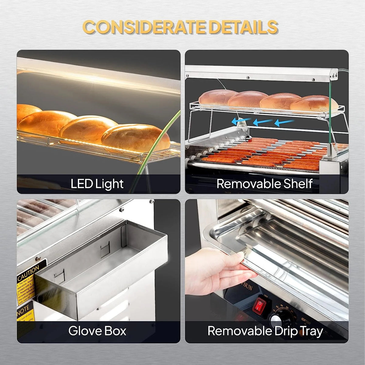 ROVSUN 1050 W 18 Hot Dog Capacity Commercial Hot Dog Roller Grill