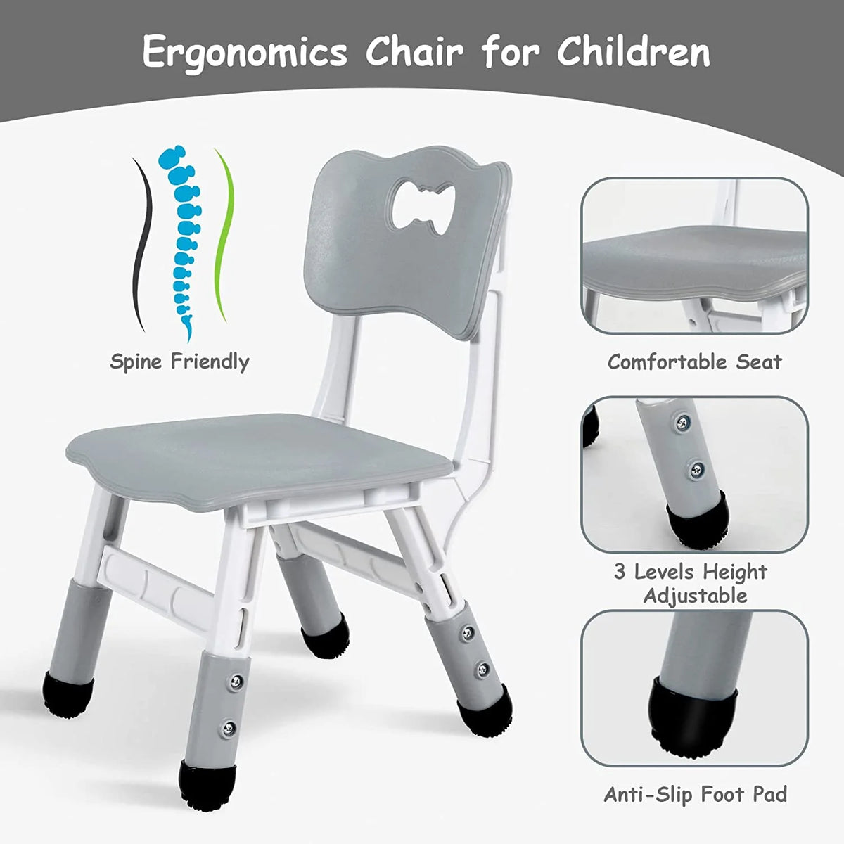 Arlopu Toddler Table and Chair Set Height Adjustable, Kids Activity Table for Reading, Drawing, Eating, Studying, Max 220lbs