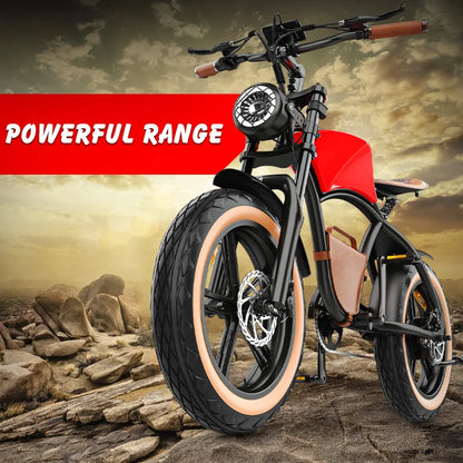 Hidoes B10 Electric Mountain Bike for Men/Woman 1000W Adult Electric Bicycle 20" Fat Tire Off Road E-bike with Removable Battery up to 28 mph,Free Shipping, Red