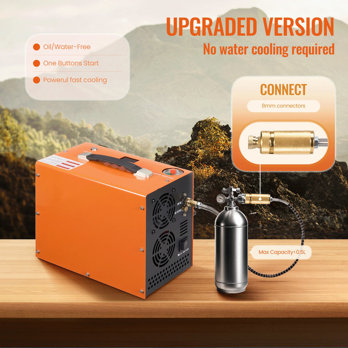 PCP Air Compressor 4500PSI  Auto Stop PCP Compressor with Water Oil-Free 12V DC 110V AC Portable PCP Compressor for Paintball Scuba Air Rifle