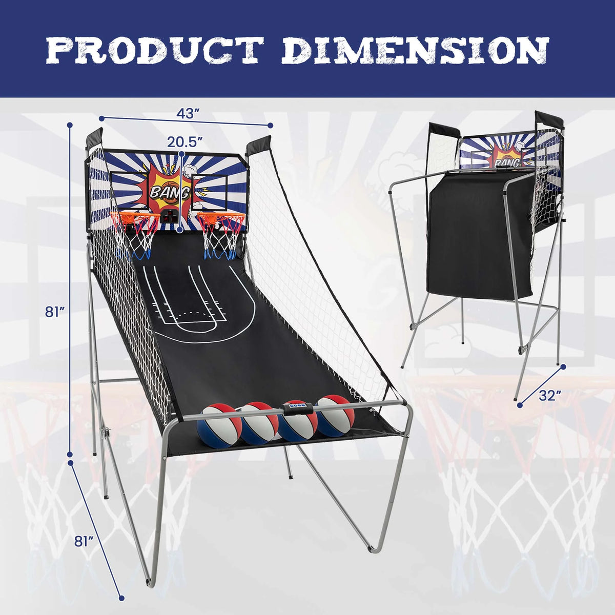 Costway Dual Shot Basketball Arcade Game with 8 Game Modes Electronic Scoring Blue