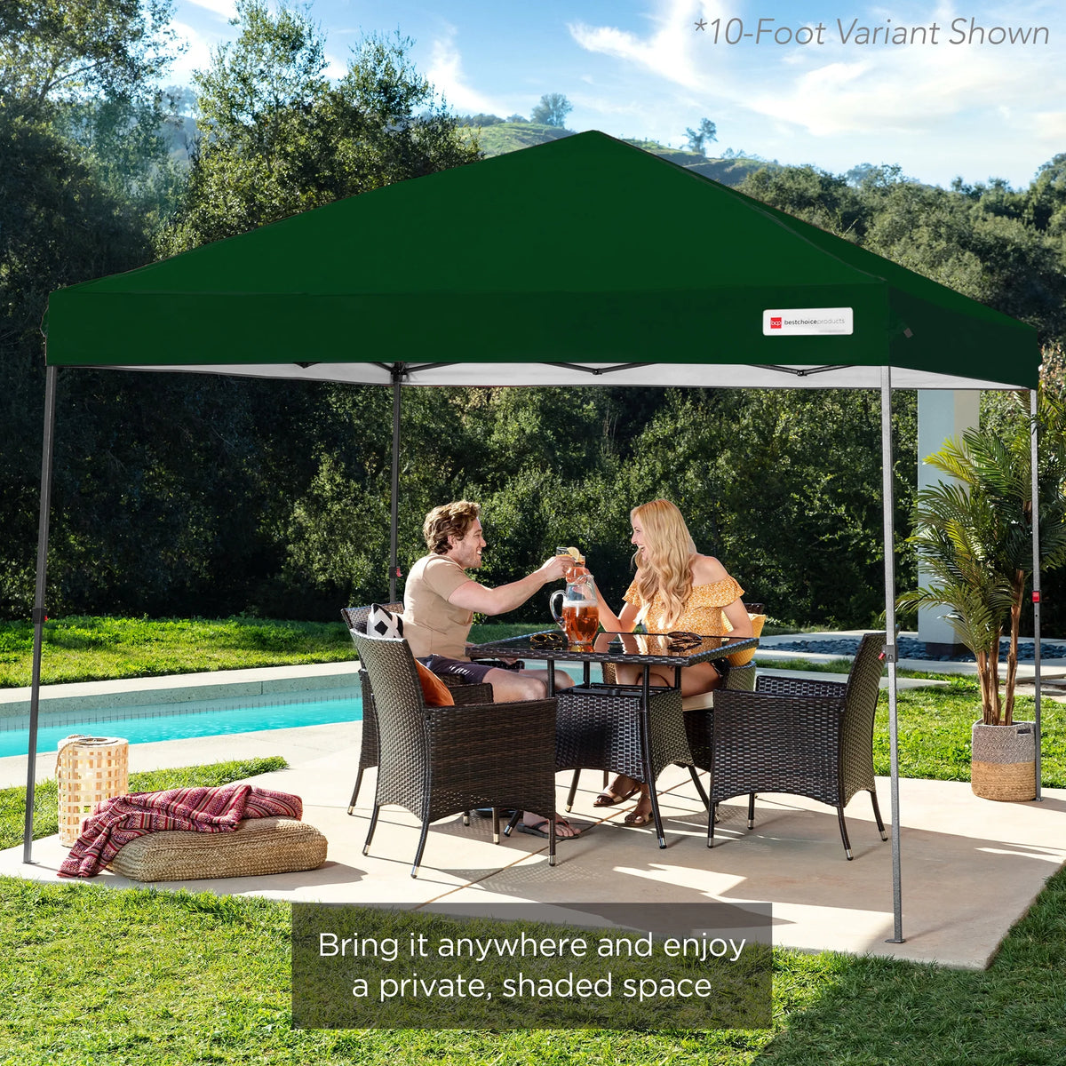 Best Choice Products 12x12ft Easy Setup Pop Up Canopy w/ 1-Button Setup, Wheeled Case, 4 Weight Bags - Navy Blue