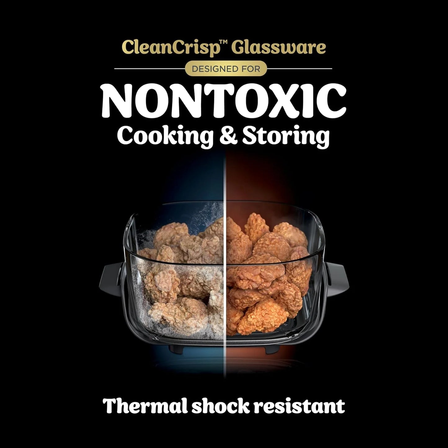 Ninja Crispi 5-in-1 Portable Glass Air Fryer Cooking System FN103BF, British Racing Green with Soft Gold Trim, 1500W, New