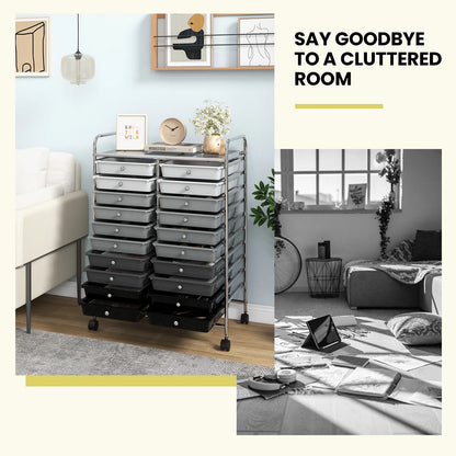 Gymax Office Rolling Cart 20 Storage Drawers Scrapbook Paper Studio Organizer Mutlicolor