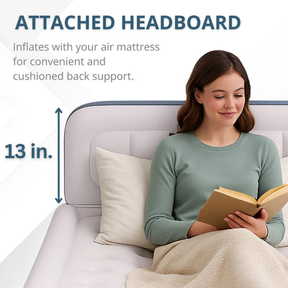 Beautyrest Headboard Luxarest 24" Queen Size Raised Air Mattress with Built-in Pump