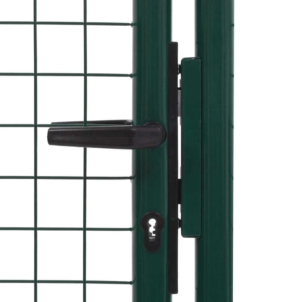 vidaXL Fence Gate Metal Fence Post Garden Gate for Outdoor Patio Steel Green