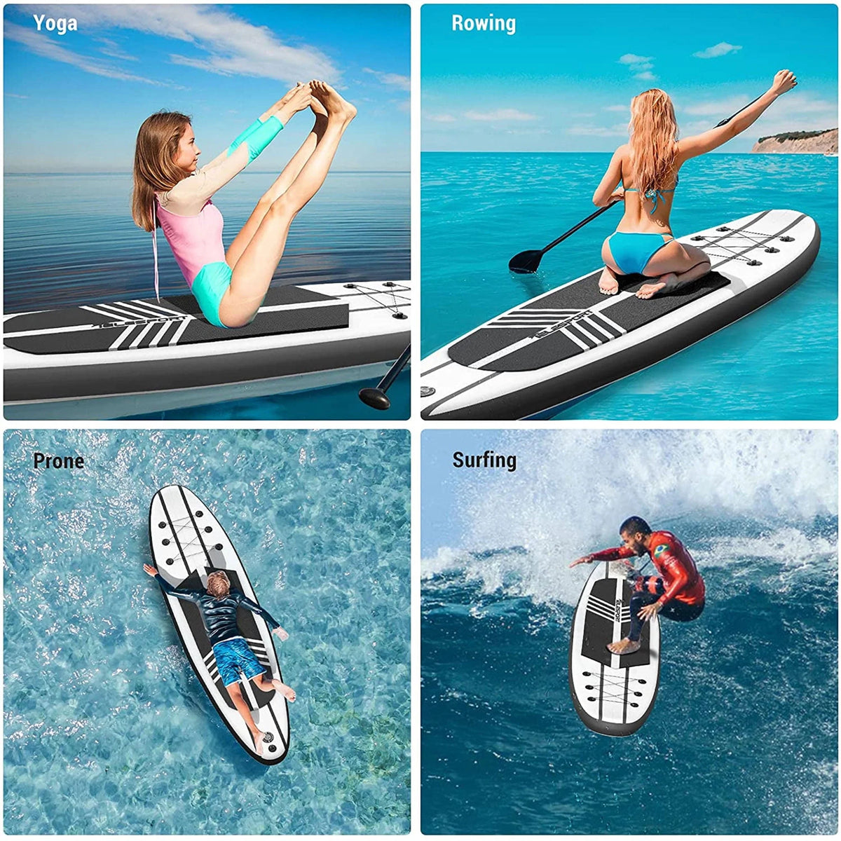 TELESPORT Paddle Boards Inflatable Paddleboard with Accessories, Black