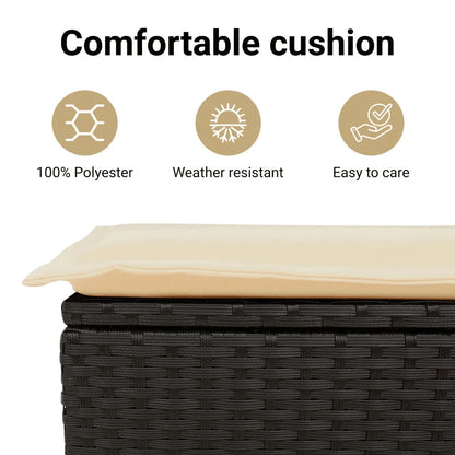 vidaXL Storage Bench with Cushion Outdoor Garden Seat Furniture Poly Rattan