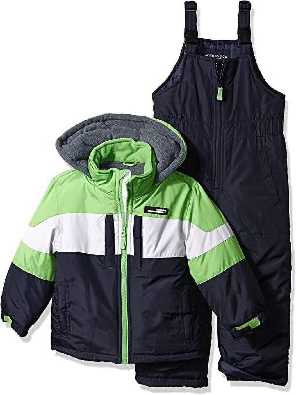 LONDON FOG Big Boys' 2-Piece Colorblock Snow Bib and Jacket Snowsuit