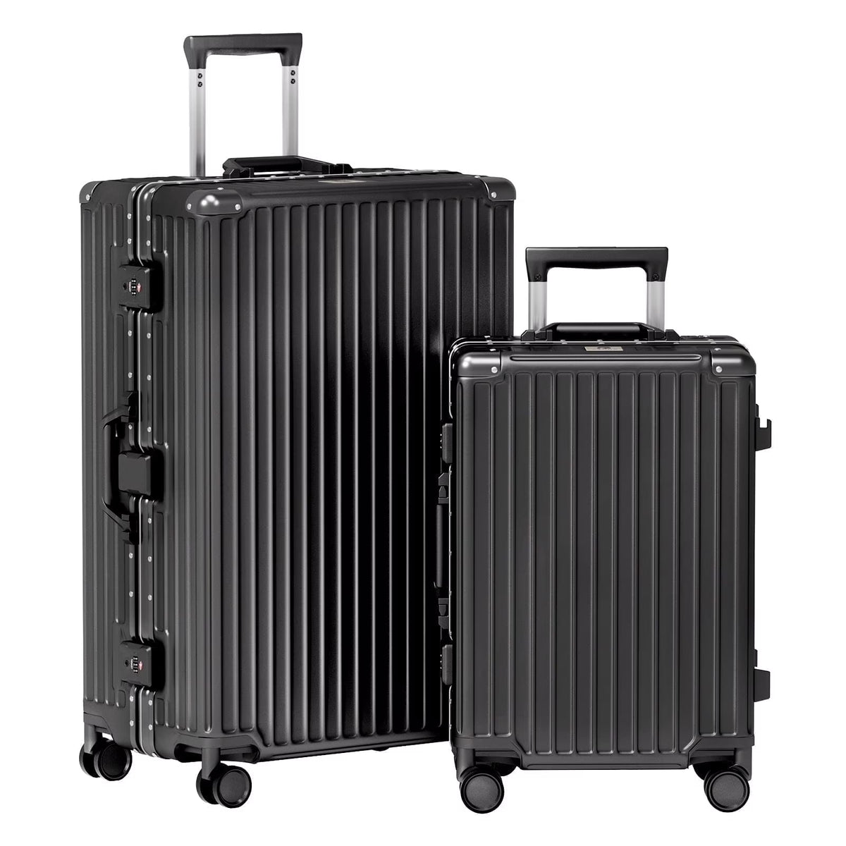 Luggage Aluminium Frame PC ABS Hardshell Suitcase with Spinner Wheels TSA Lock Zipperless Luggage 28 inch Silver
