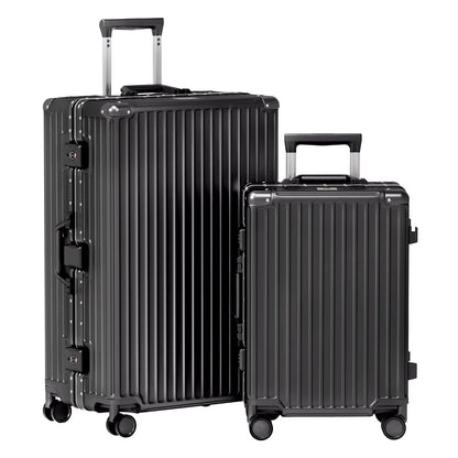 Luggage Aluminium Frame PC ABS Hardshell Suitcase with Spinner Wheels TSA Lock Zipperless Luggage 28 inch Silver