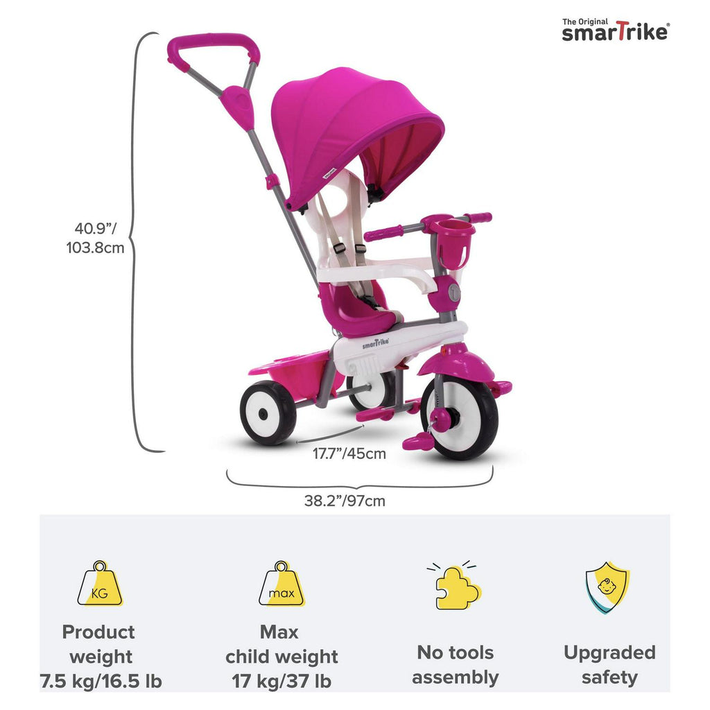 smarTrike Breeze Plus. 4-in-1 Toddler Tricycle 15M+ - Pink