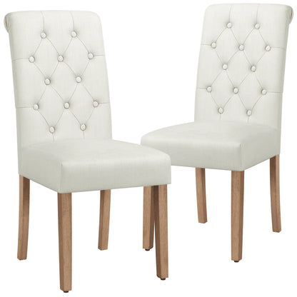 Yaheetech 2pcs Classic Fabric Upholstered Dining Chair, Beige