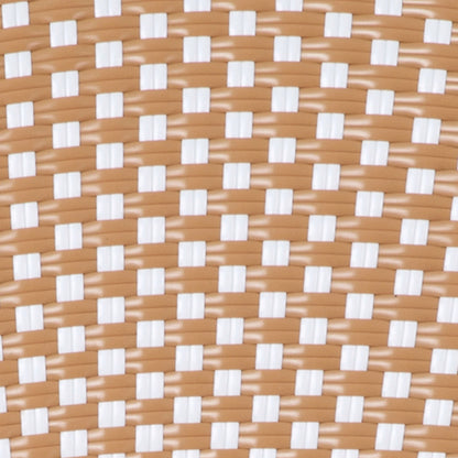 Merrick Lane Stacking Thonet French Bistro Style Chair with Arms, Black & White PE Rattan Seat, and Bamboo Finished Metal Frame for Indoor/Outdoor Use