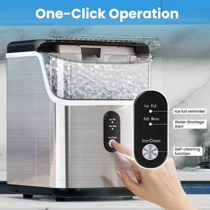 Auseo Nugget Ice Maker Countertop, Pebble Ice Maker Machine with 35lbs/24H Soft Ice, Self-Cleaning,  for Home/Kitchen/Office (Black)