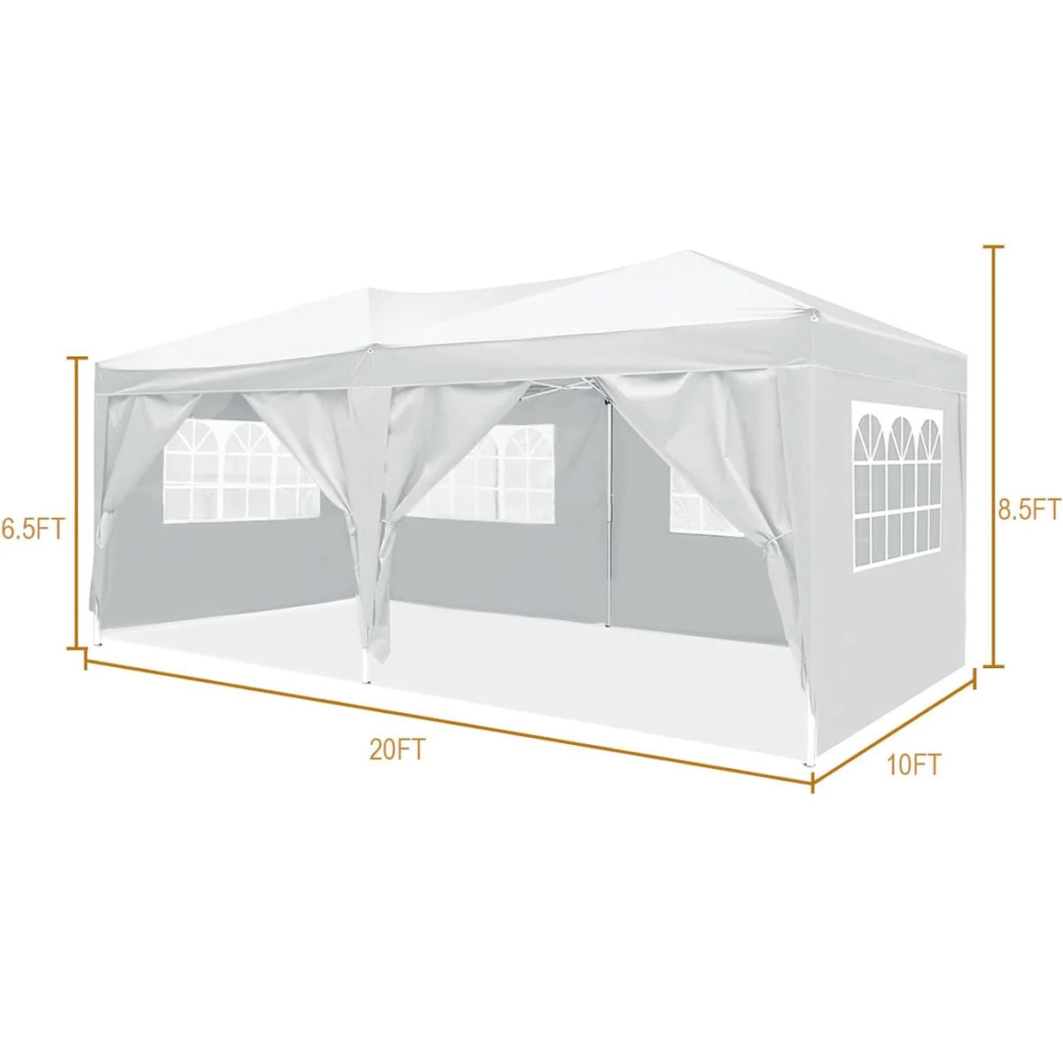 10'x20' Pop Up Canopy Tent with 6 Removable Sidewalls & Portable Rolling Bag �?Waterproof UPF 50+ Shade for Parties, Beach, Weddings & Camping