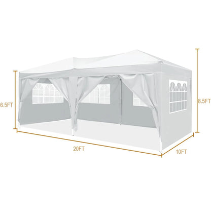 10'x20' Pop Up Canopy Tent with 6 Removable Sidewalls & Portable Rolling Bag �?Waterproof UPF 50+ Shade for Parties, Beach, Weddings & Camping