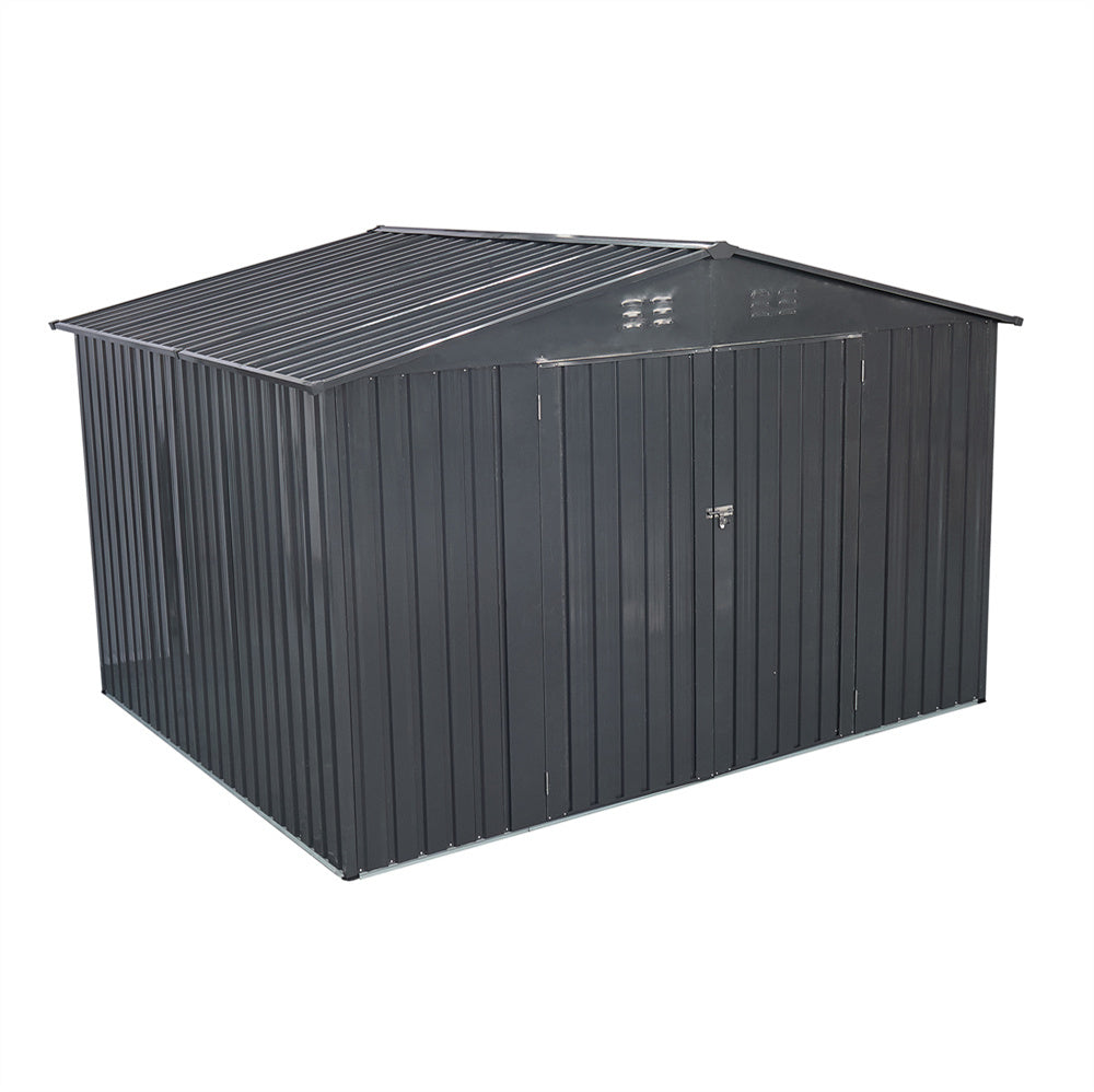HighSound 6 x 8 FT Outdoor Storage Shed, Metal Garden Shed with with Updated Frame Structure, Tool Sheds for Backyard Garden Patio Lawn Grey