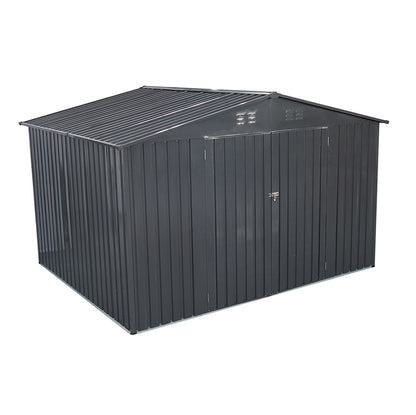 HighSound 6 x 8 FT Outdoor Storage Shed, Metal Garden Shed with with Updated Frame Structure, Tool Sheds for Backyard Garden Patio Lawn Grey