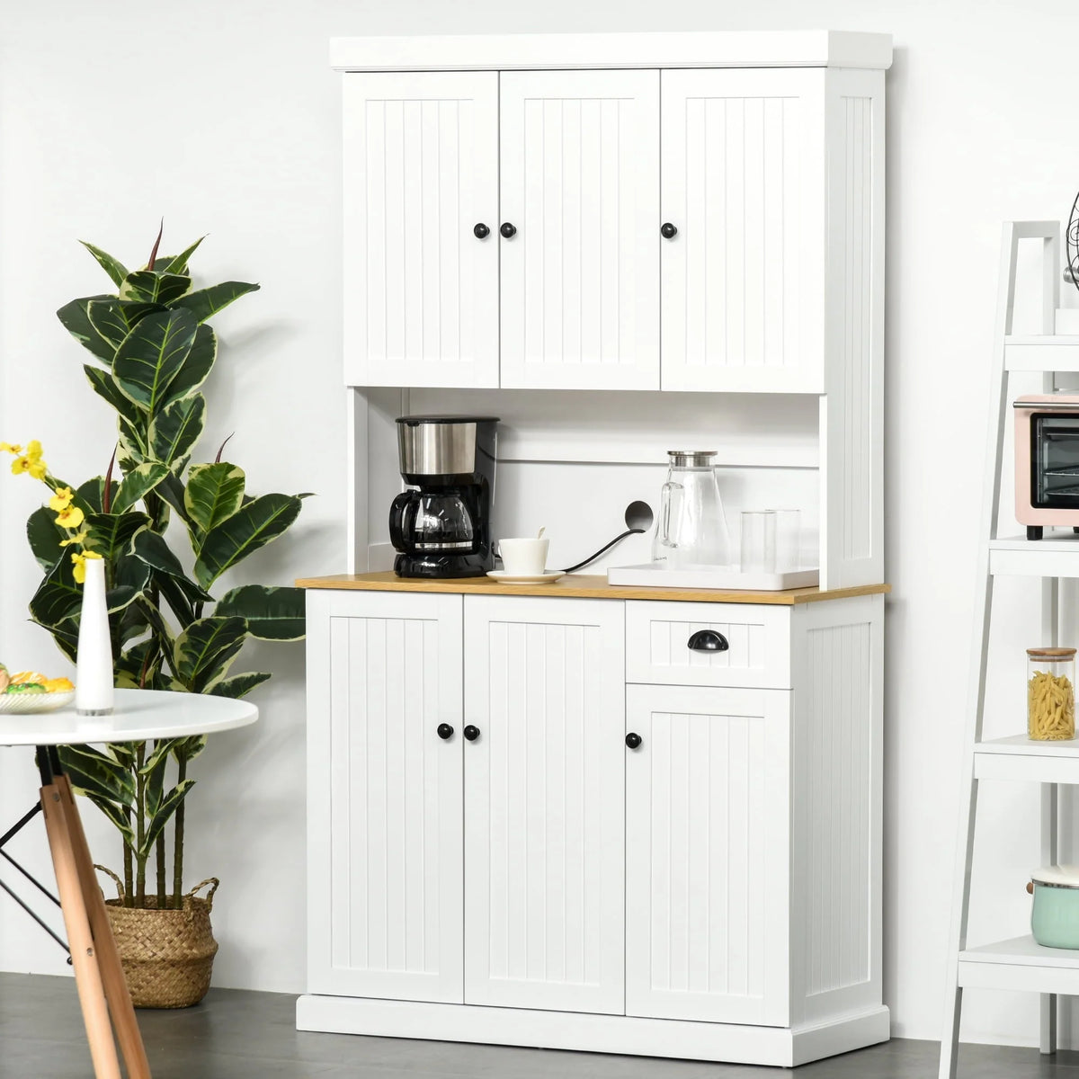 HomCom 71" Kitchen Pantry Storage Cabinet Microwave Oven Stand with Storage