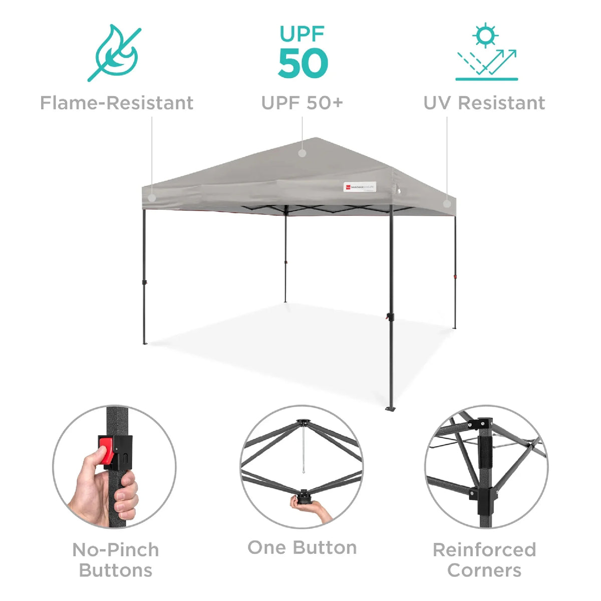 Best Choice Products 12x12ft Easy Setup Pop Up Canopy w/ 1-Button Setup, Wheeled Case, 4 Weight Bags - Navy Blue