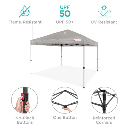 Best Choice Products 12x12ft Easy Setup Pop Up Canopy w/ 1-Button Setup, Wheeled Case, 4 Weight Bags - Navy Blue
