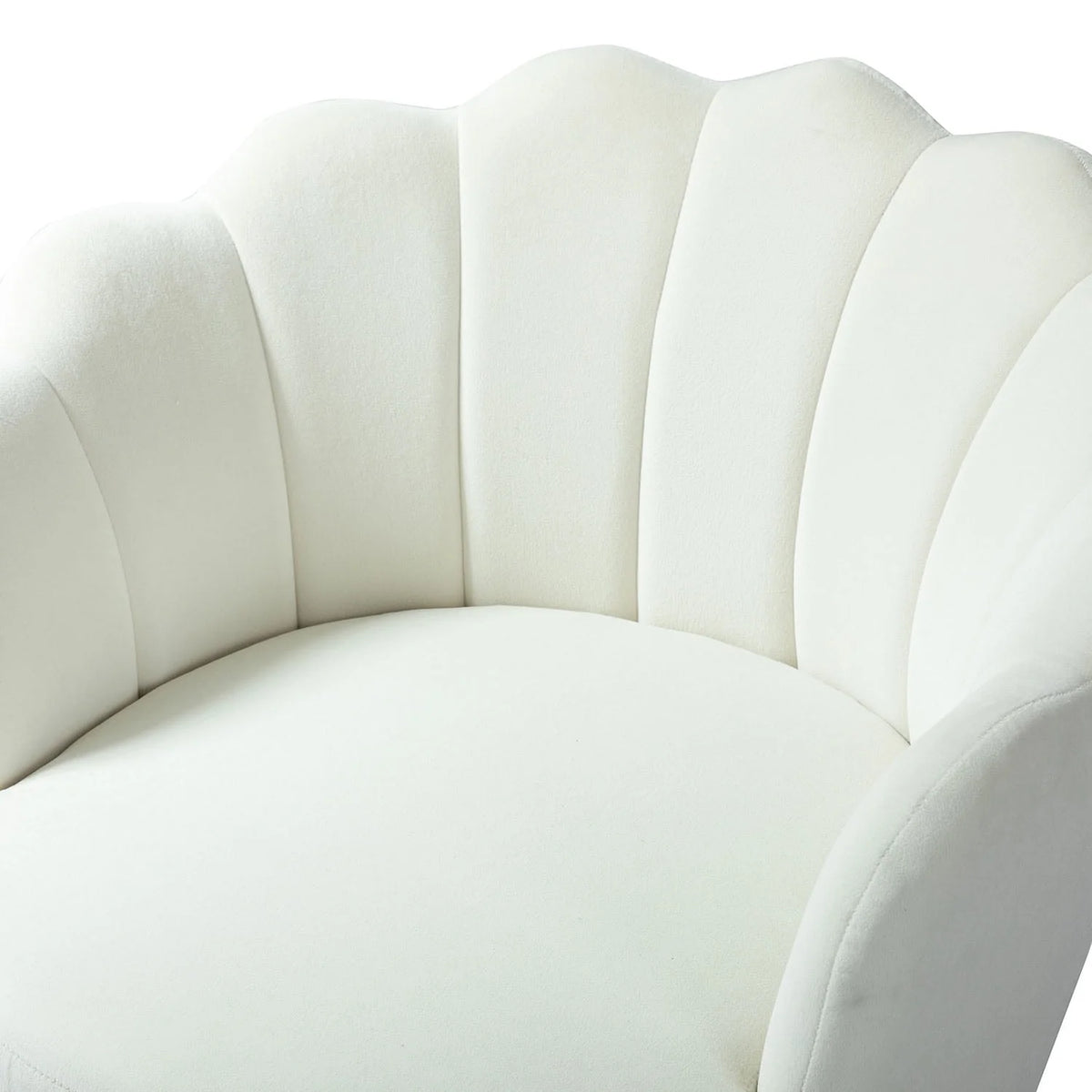 14 Karat Home Seashell Upholstery Barrel Chair with Gold Legs for Living Room, Ivory