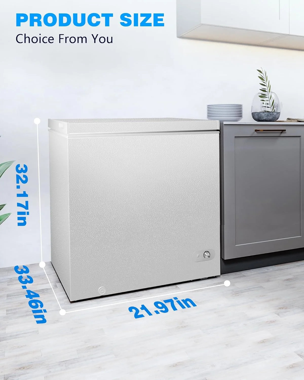Crzoe 1.8 Cu.Ft Chest Freezer with Removable Basket and Bottom Defrost Water Drain Freestanding Mini Freezer with Adjustable 7 Thermostat for Home/Apartment, Black