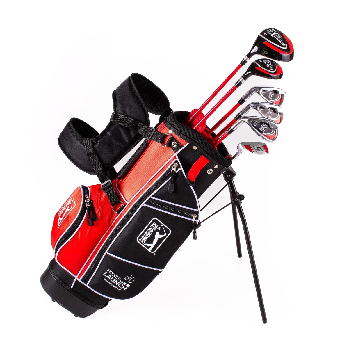 PGA Tour Right-Handed 10 Piece Kids Golf Club Stand Bag Set; Player Height 4'8 - 5'2", Ages 8-12